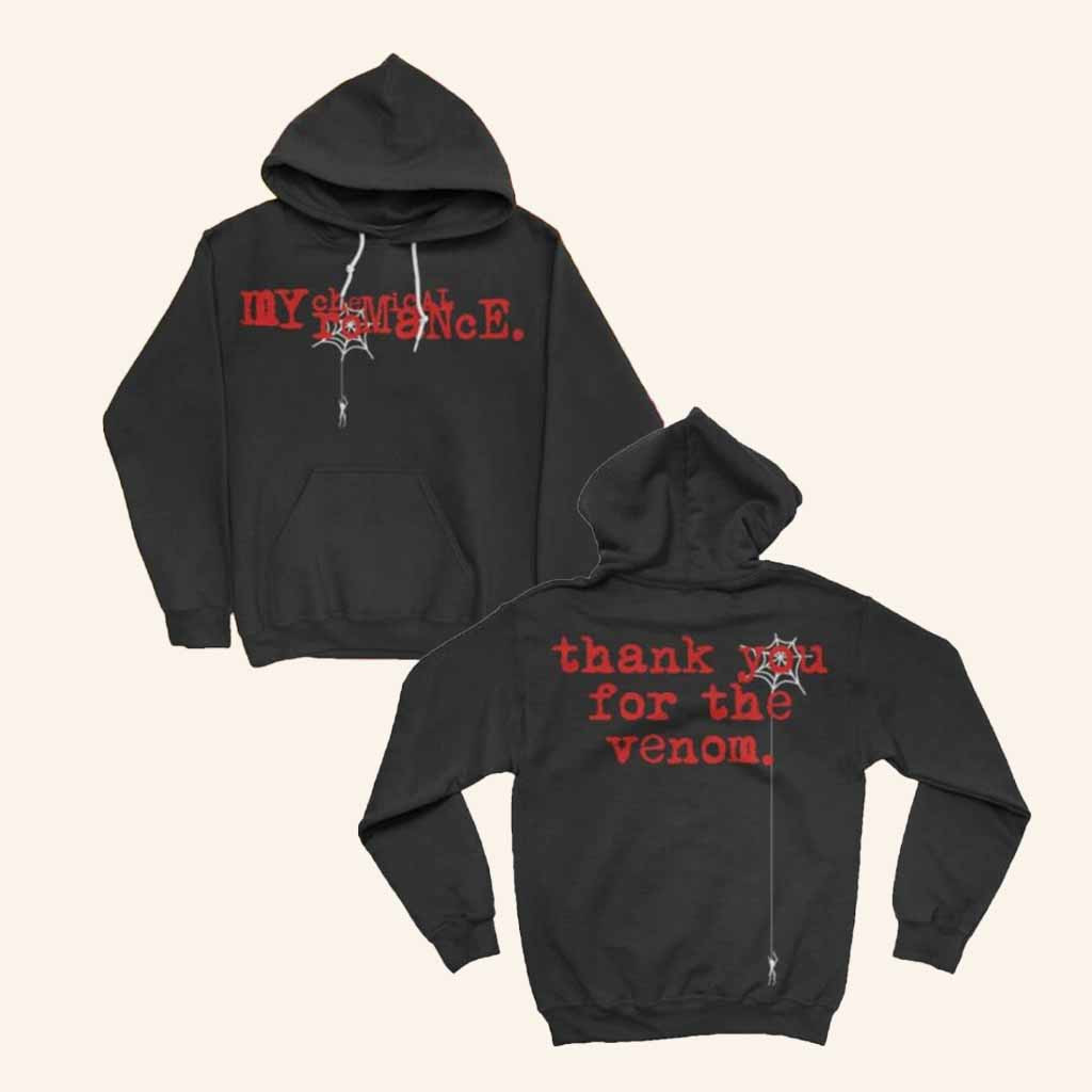 My Chemical Romance Merch Thank You For The Venom Spiderweb Hoodie Halloween Gift For Him-1 My Chemical Romance Merch Thank You For The Venom Spiderweb Hoodie Halloween Gift For Him-1