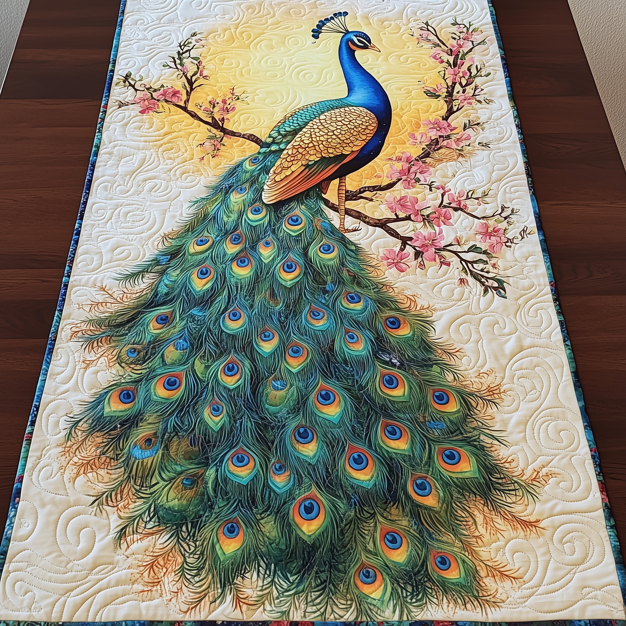 Mystical Twilight Peacock Quilted Table RunnerHoliday Dining Table Runner Xmas Unique Peacock Themed Gifts-1 Mystical Twilight Peacock Quilted Table RunnerHoliday Dining Table Runner Xmas Unique Peacock Themed Gifts-1