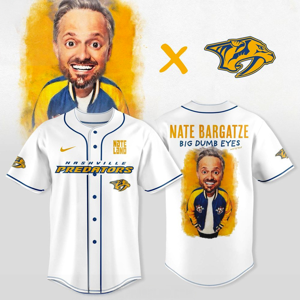 Nashville Predators X Nate Bargatze Big Dumb Eyes World Tour Jersey Fan Merch Him Gifts-1