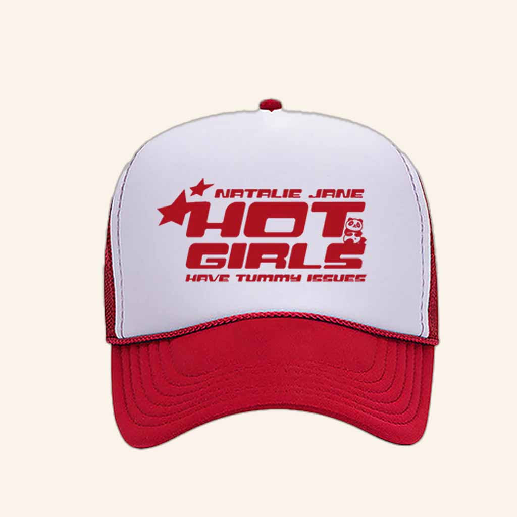 Natalie Jane Merch Hot Girls Have Tummy Issues Trucker Hat Gifts For Music Fans-1