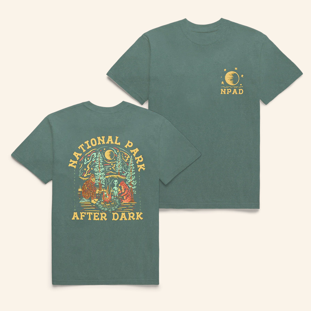 National Park After Dark Merch Cryptid Campfire T-Shirt Gifts For Best Friends-1