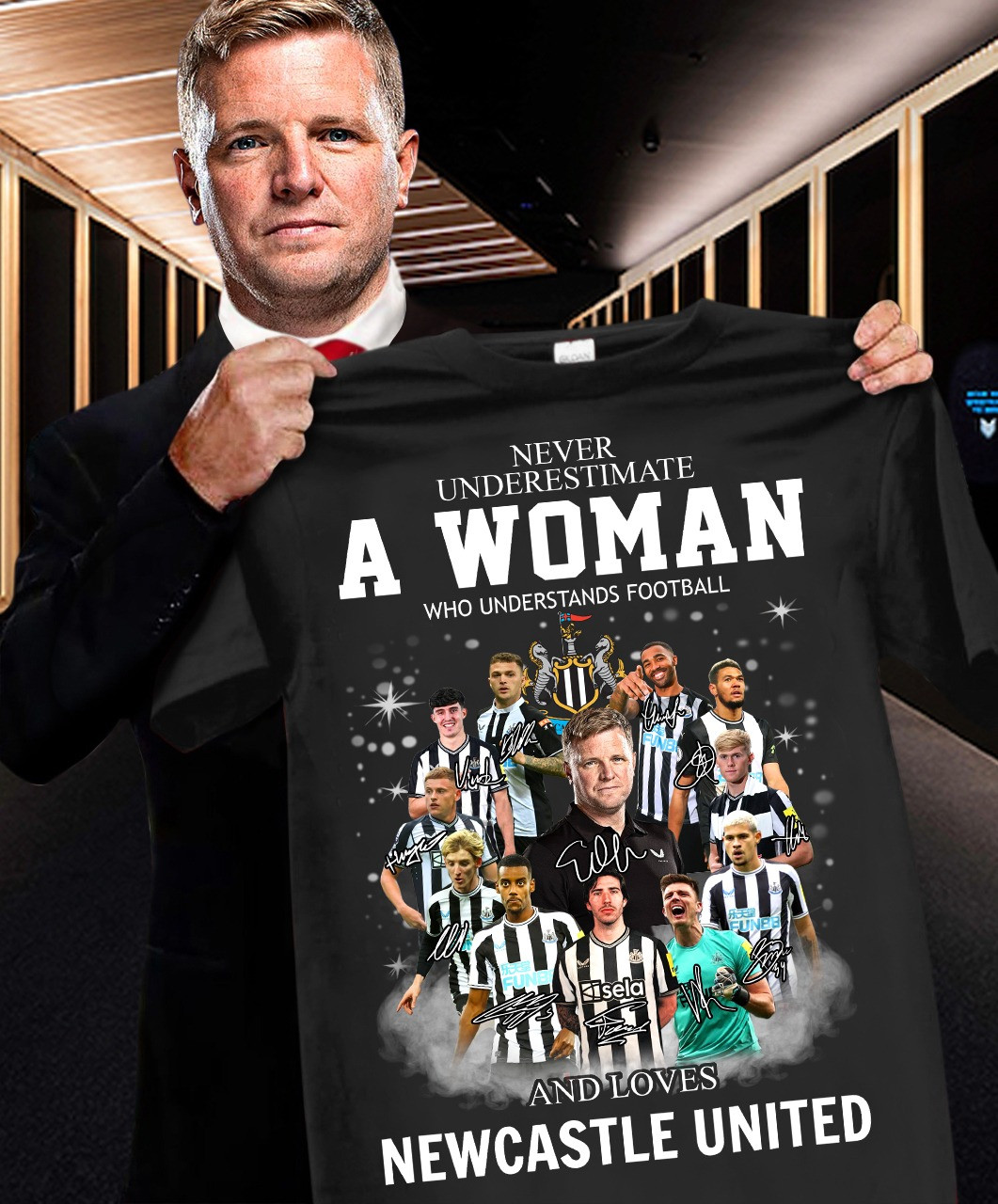 Never Underestimate A Woman Loves Newcastle United Shirt For Newcastle United Fans-1 Never Underestimate A Woman Loves Newcastle United Shirt For Newcastle United Fans-1