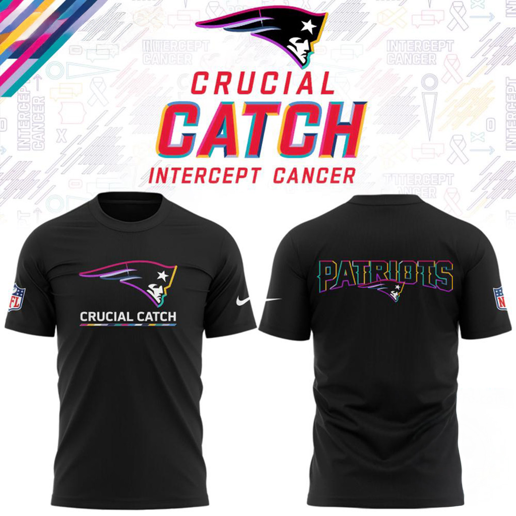 New England Patriots Black 2025 NFL Crucial Catch Tri Blend Dri Fit T-Shirt Patriots Merch-1