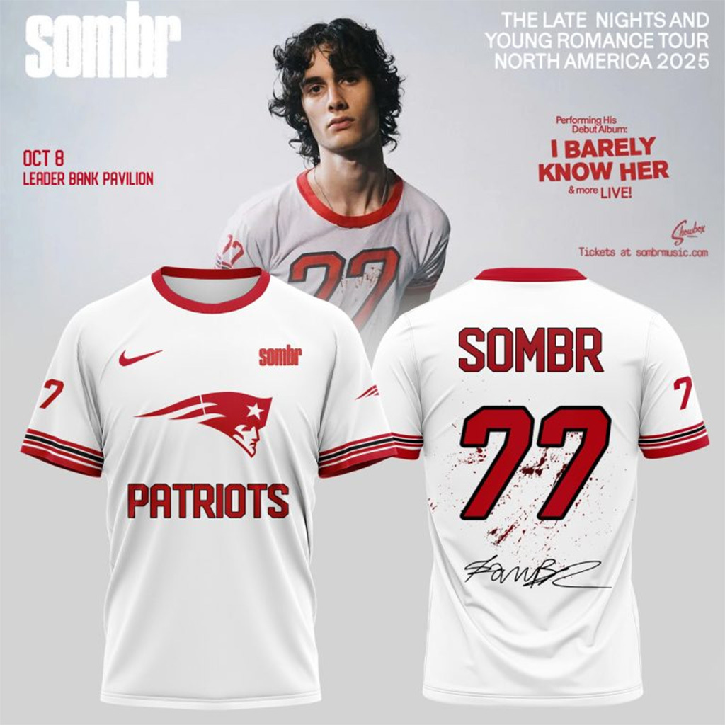 New England Patriots X Sombr The Late Nights Young Romance Tour T-Shirt Patriots Merch-1