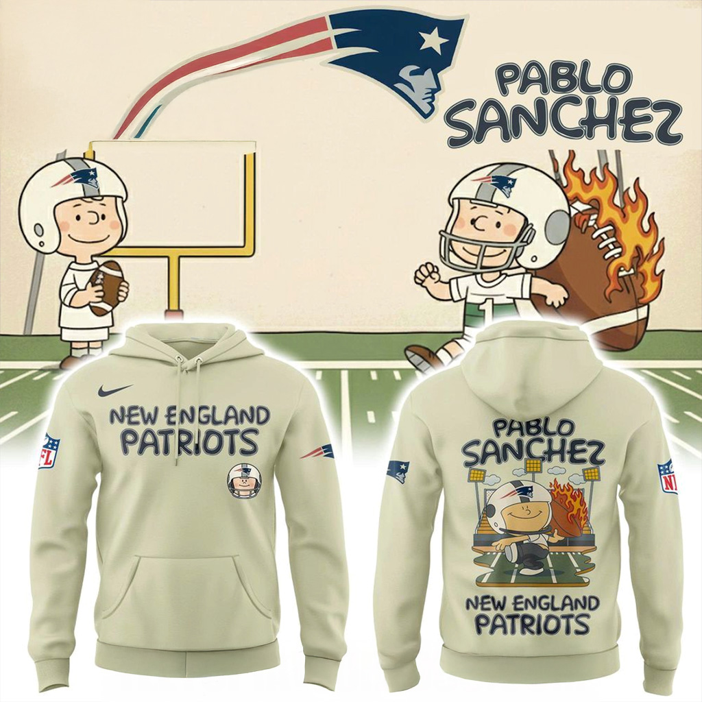 New England Patriots x Pablo Sanchez Hoodie Patriots Merch Football Fan Gift Ideas-1