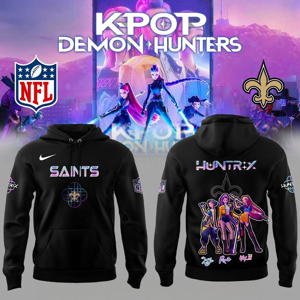 New England Saints x KPop Demon Hunters Hoodie Saints Merch Gift Ideas For Her-1