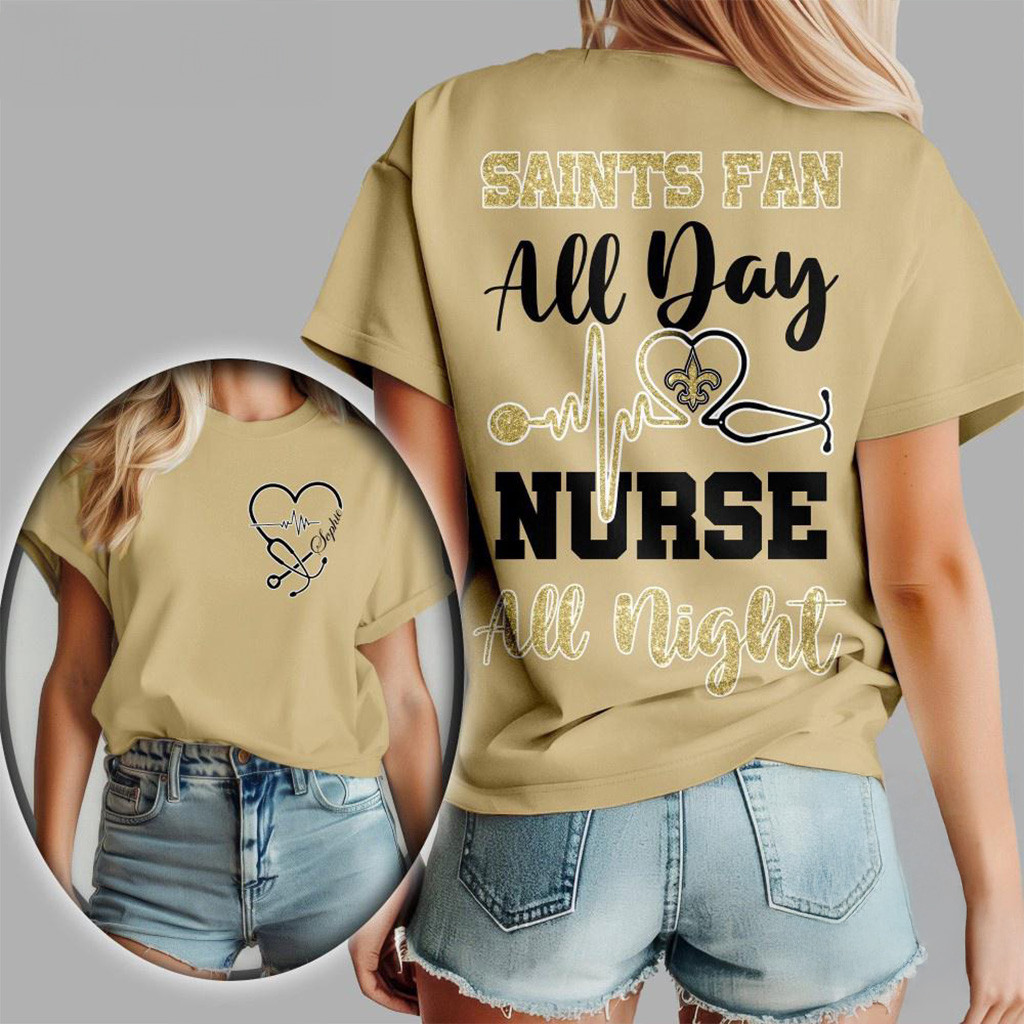 New Orleans Saints NFL All Day Nurse All Night Shirt Saints Merch Presents For Football Lovers-1