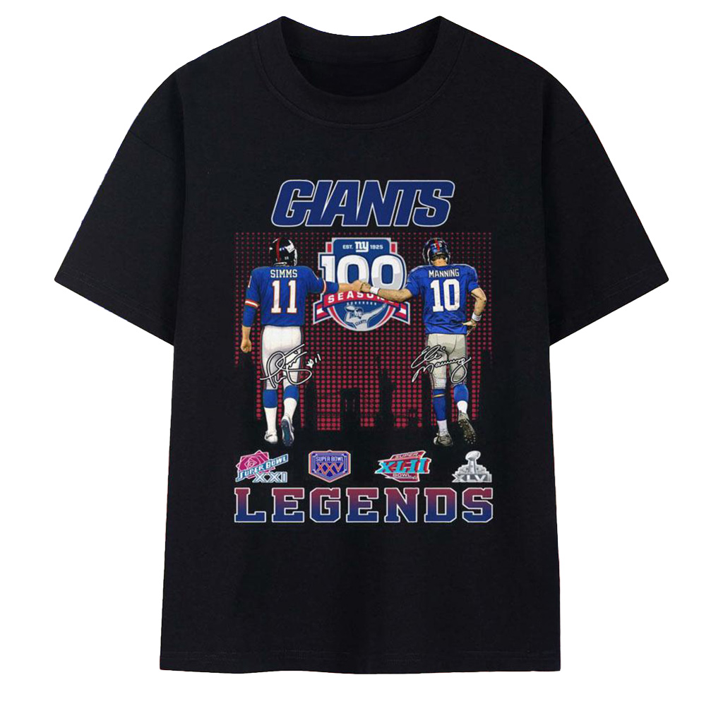 New York Giants 100 Season Anniversary Legends 2025 T-Shirt New York Giants Merch Fans Gifts-1