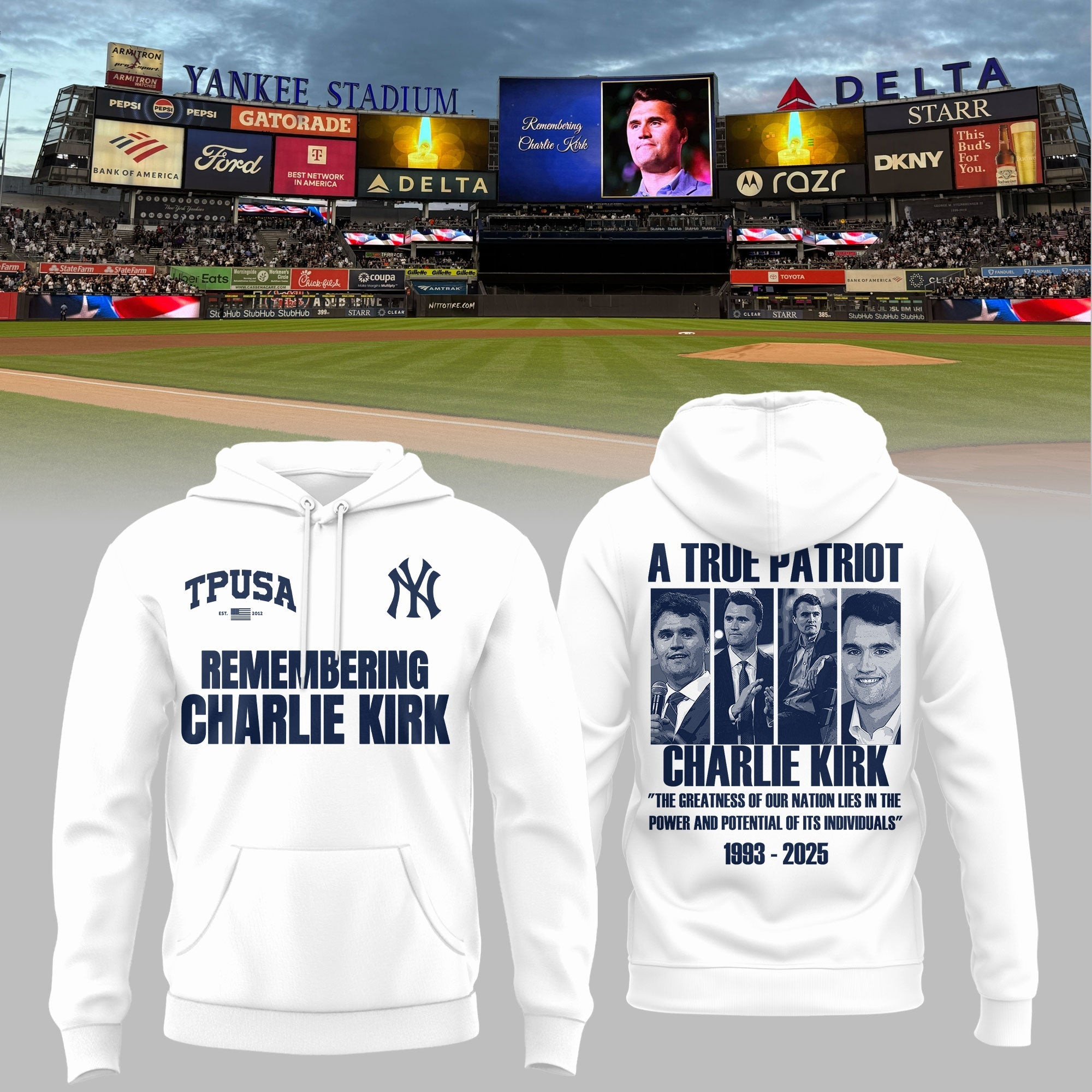 New York Yankees TPUSA A True Patriot Hoodie Remembering Charlie Kirk Best Baseball Fans Gift-1