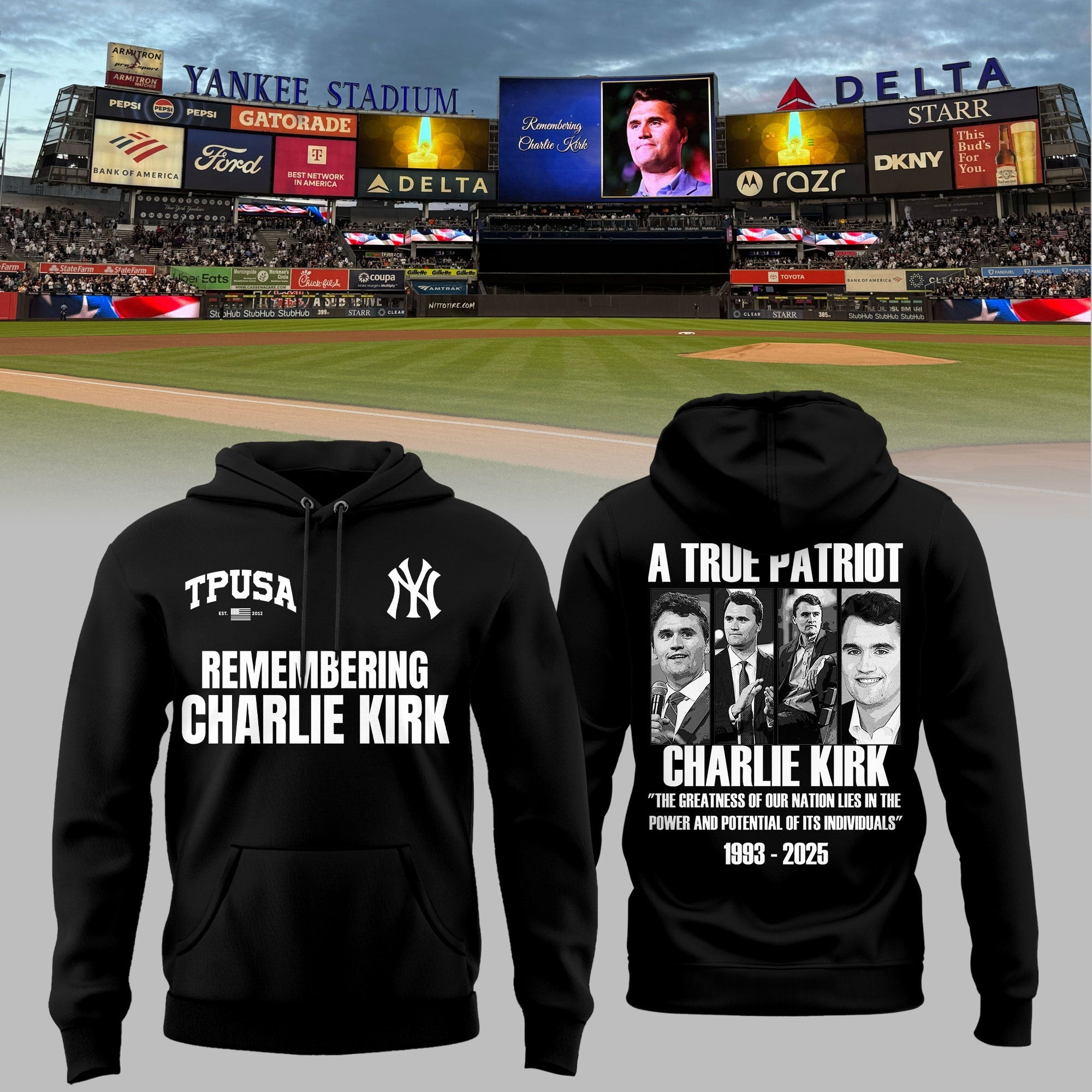 New York Yankees TPUSA A True Patriot Hoodie Remembering Charlie Kirk Best Baseball Tribute Merch-1