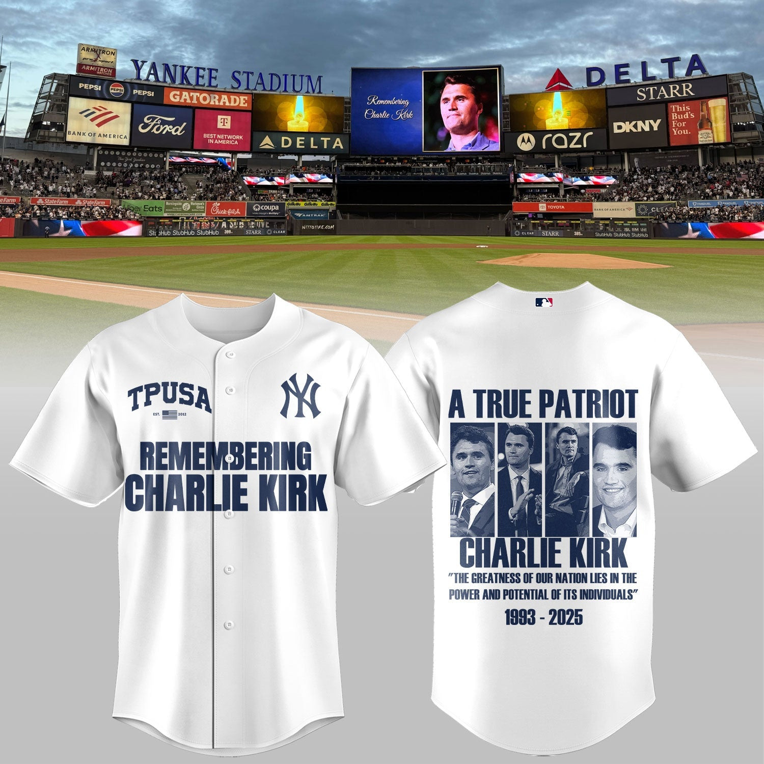 New York Yankees TPUSA A True Patriot Jersey Remembering Charlie Kirk Best Best Baseball Merch-1