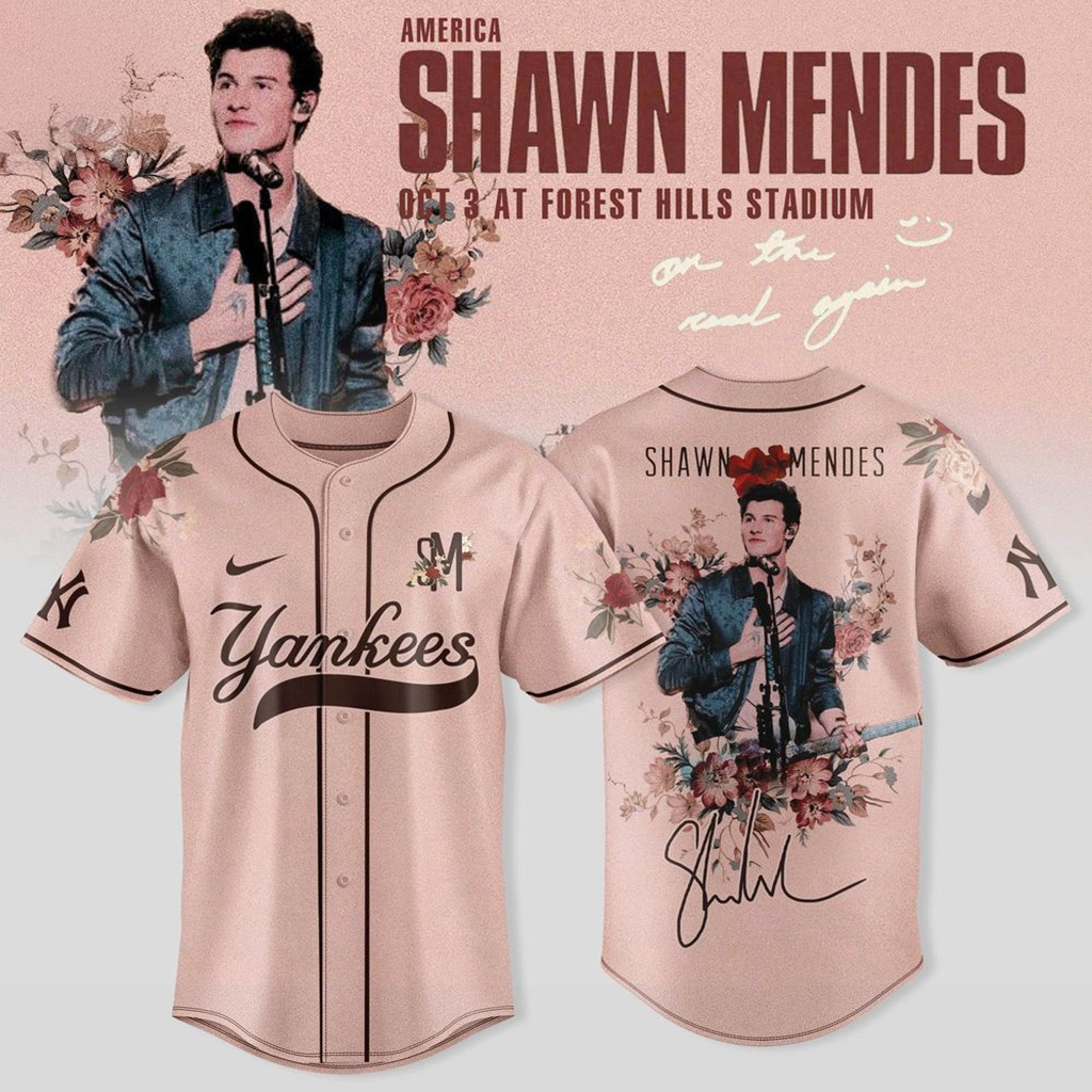 New York Yankees X Shawn Mendes On The Road Again Tour Baseball Jersey Yankees Merch-1