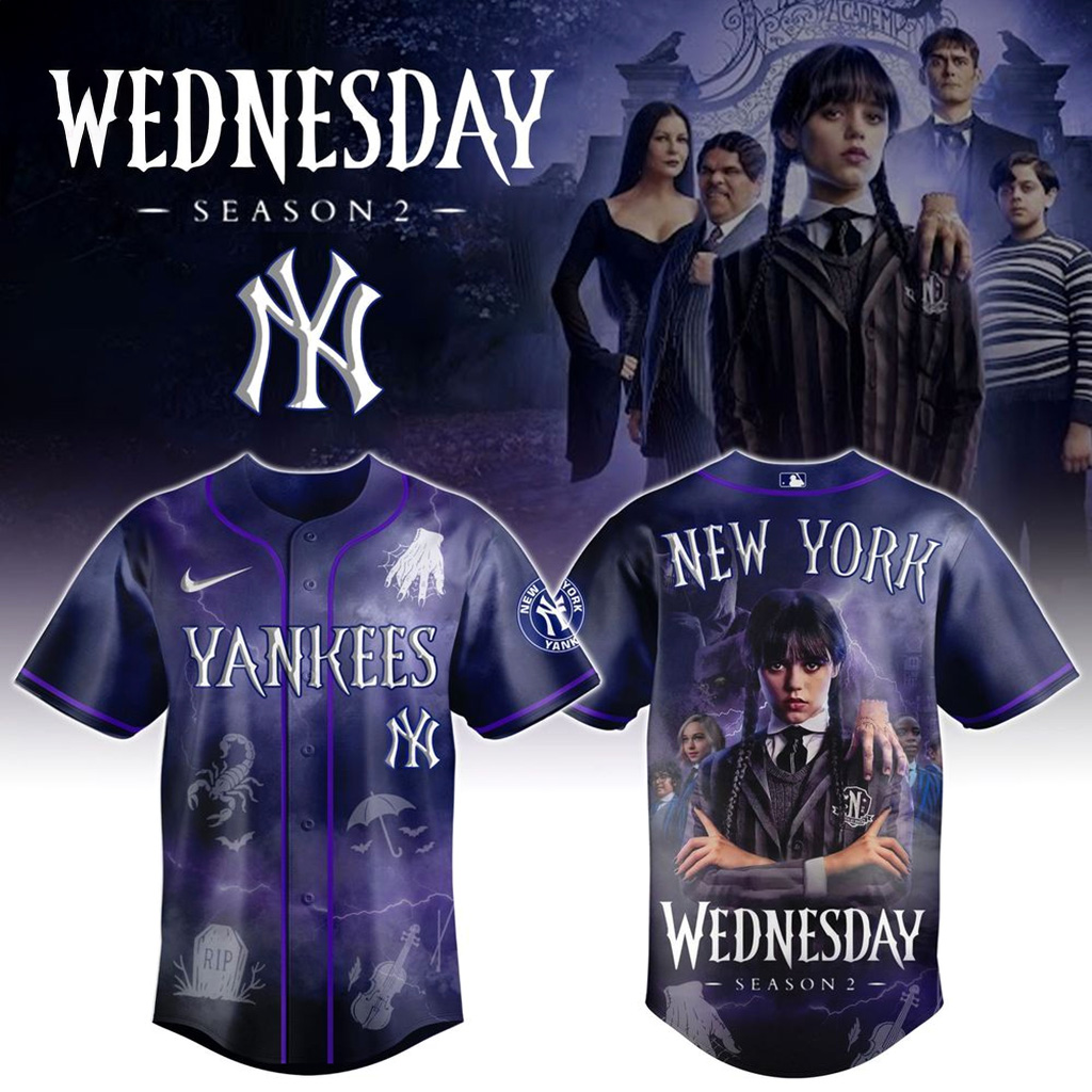 New York Yankees X Wednesday Season 2 Jersey 2025 Yankees Merch Gift For Sister-1 New York Yankees X Wednesday Season 2 Jersey 2025 Yankees Merch Gift For Sister-1