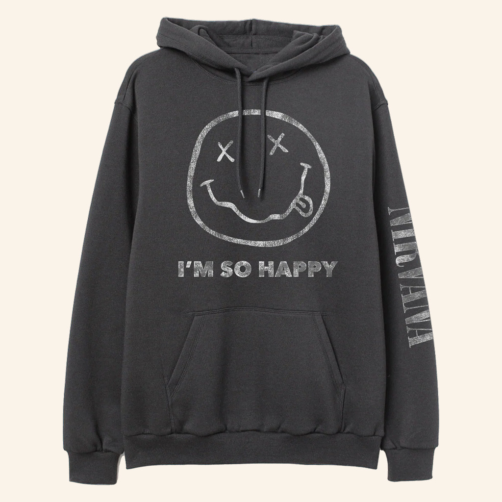 Nirvana Merch I'm So Happy Hoodie Best Christmas Gifts For Brother-1