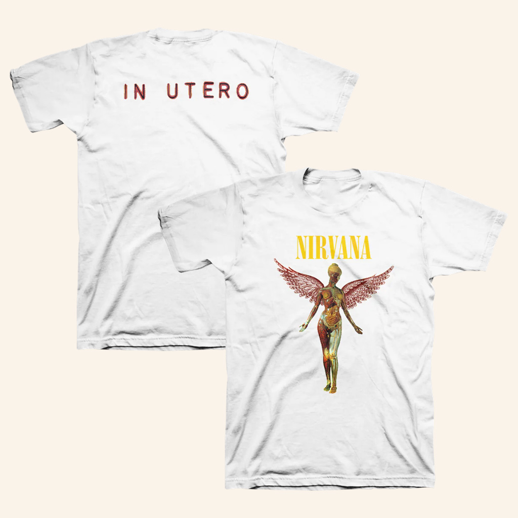 Nirvana Merch In Utero White T-Shirt Best Christmas Gifts For Husband-1