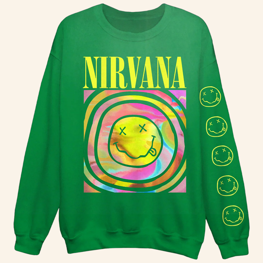 Nirvana Merch Nirvana Green Spiral Sweatshirt Best Christmas Gifts For Sister-1 Nirvana Merch Nirvana Green Spiral Sweatshirt Best Christmas Gifts For Sister-1