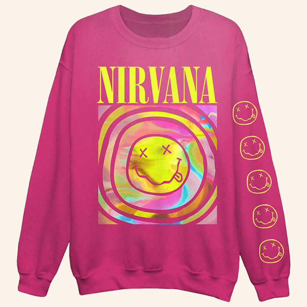 Nirvana Merch Nirvana Pink Spiral Sweatshirt Unique Christmas Gifts For Her-1 Nirvana Merch Nirvana Pink Spiral Sweatshirt Unique Christmas Gifts For Her-1