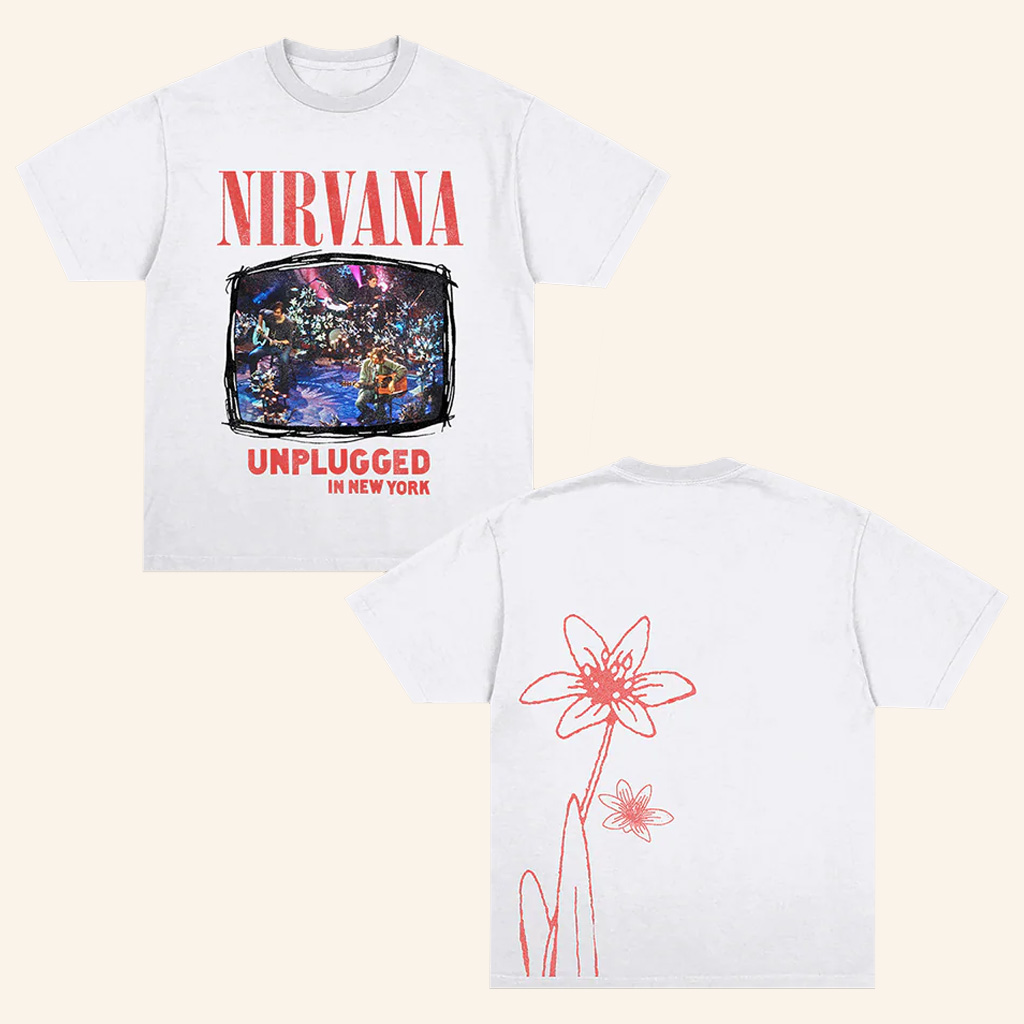 Nirvana Merch Unplugged In New York Flower T-Shirt Xmas Presents For Her-1 Nirvana Merch Unplugged In New York Flower T-Shirt Xmas Presents For Her-1