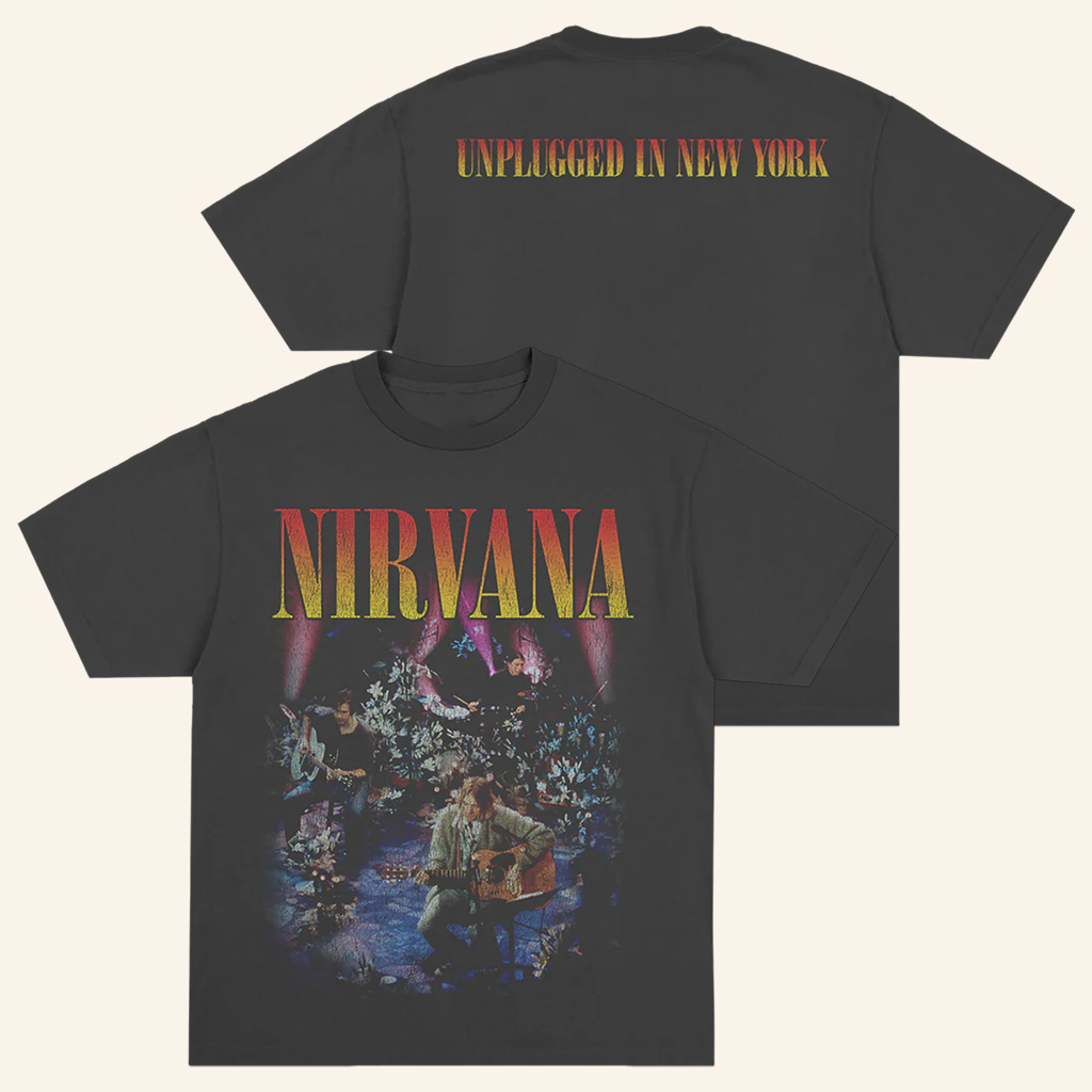 Nirvana Merch Unplugged In New York T-Shirt Top Christmas Gifts For Men-1
