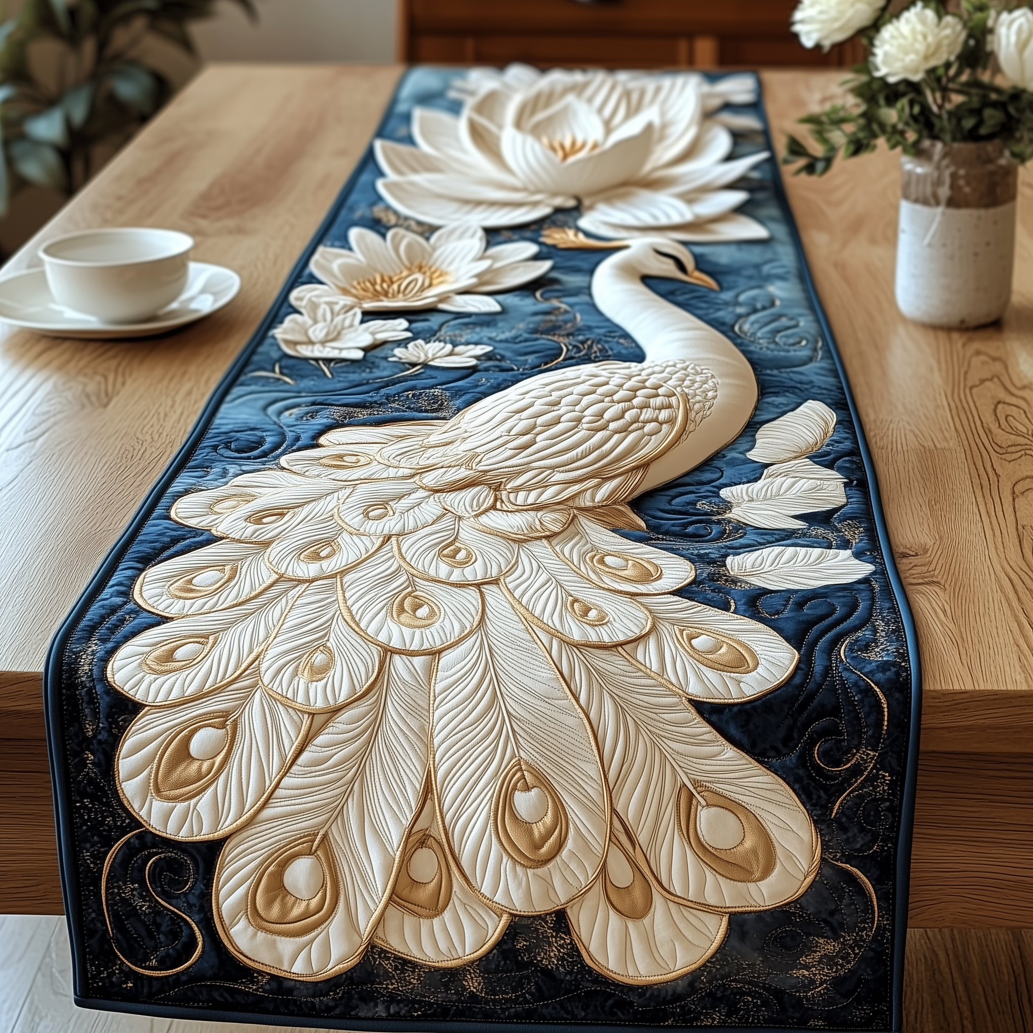 Noble Feathers Quilted Table Runner Valentine Day Ideas For Girlfriend-1 Noble Feathers Quilted Table Runner Valentine Day Ideas For Girlfriend-1