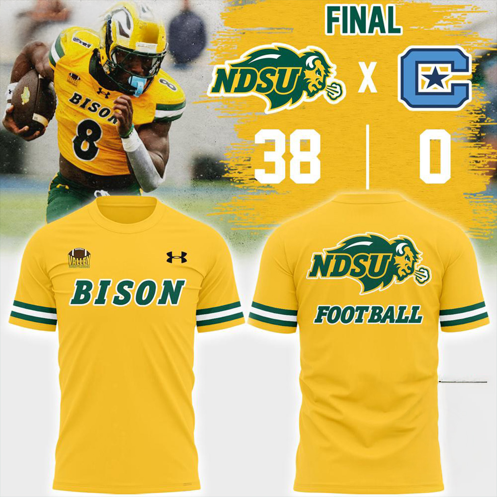 North Dakota State Bison Football 2025 New T-Shirt Gifts For Football Fan-1