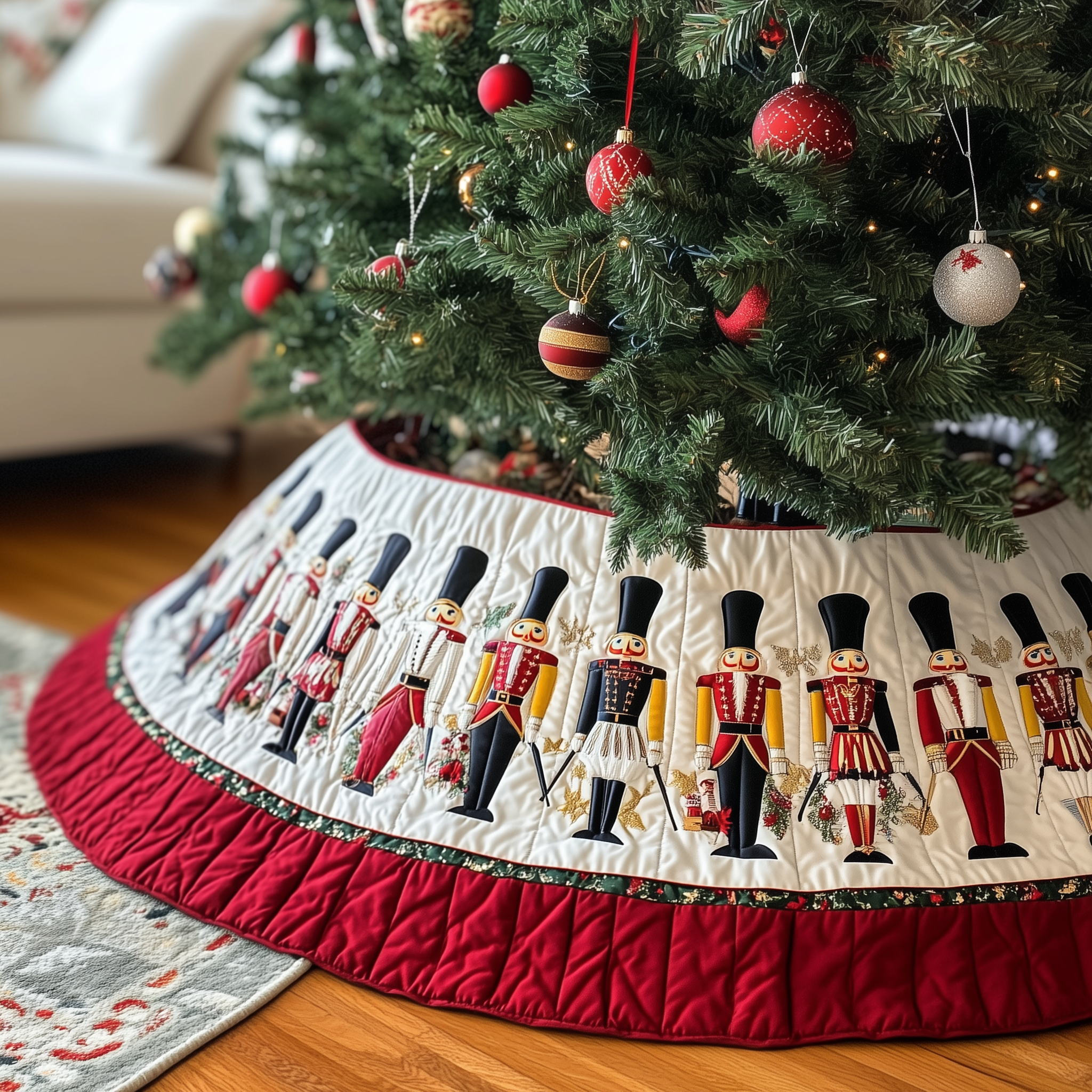 Nutcracker Quilted Tree Skirt Best Xmas Tree Skirts Indoor Decorations Unique Nutcracker Gifts-1 Nutcracker Quilted Tree Skirt Best Xmas Tree Skirts Indoor Decorations Unique Nutcracker Gifts-1