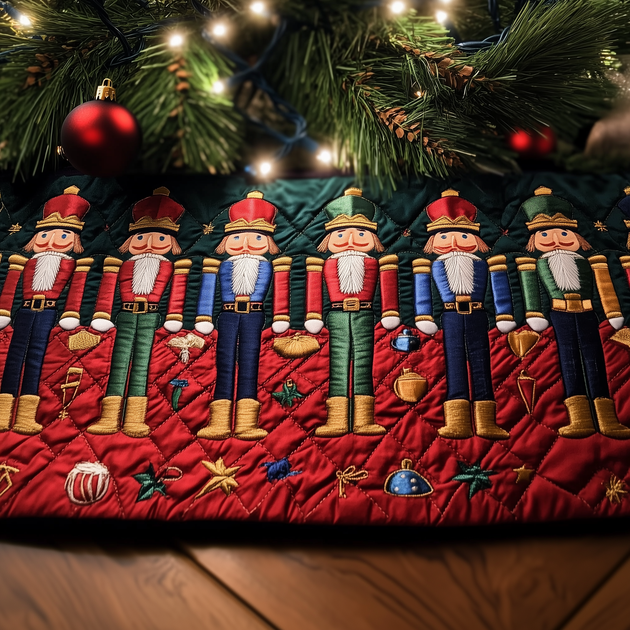 Nutcrackers Quilted Tree Skirt Christmas Xmas Tree Base Cover Decorations The Nutcracker Gifts-1