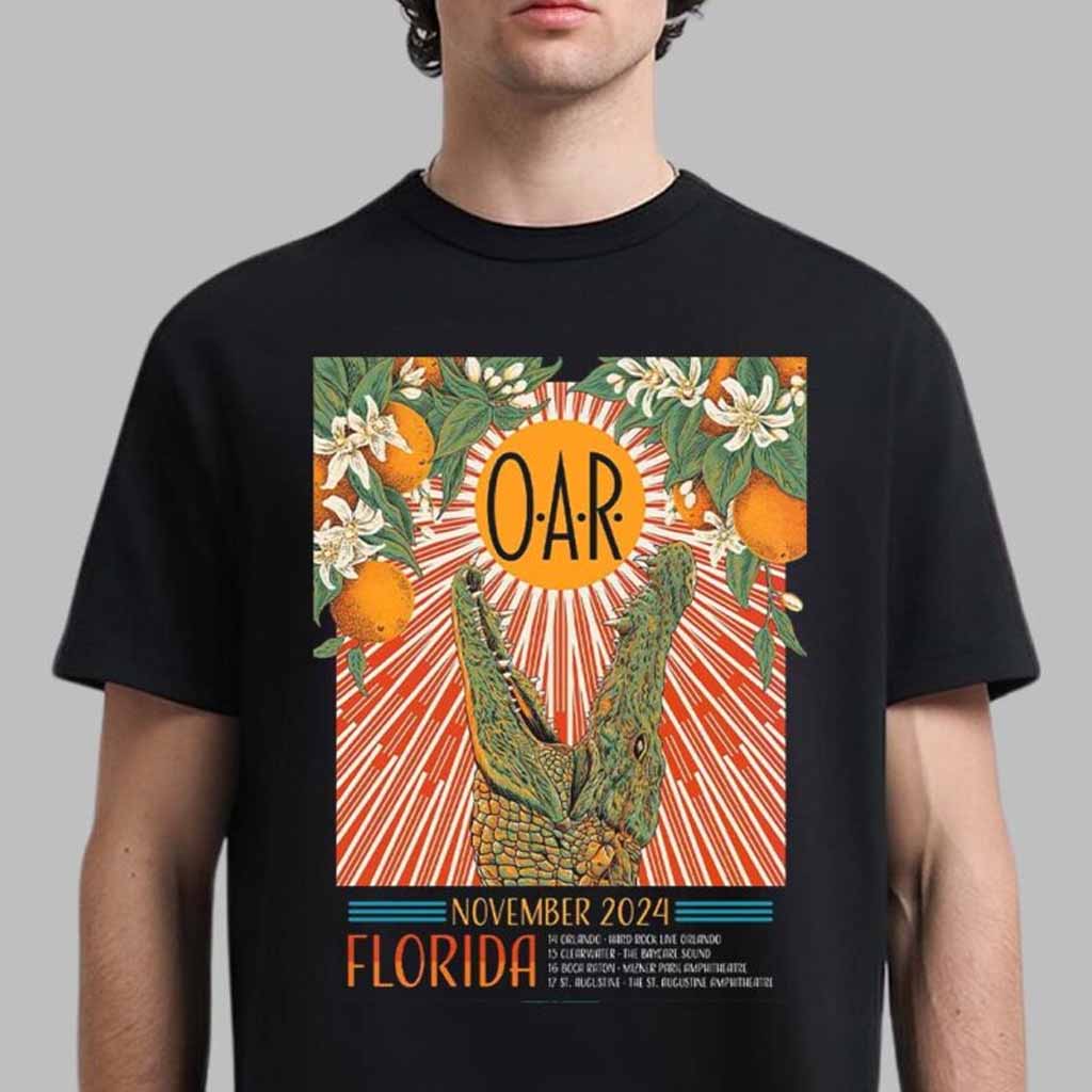 OAR Band Poster For Florida Tour Shows On November 2024 Alligator Eating The Sun Art T-Shirt Unique Gifts For Music Lovers-1