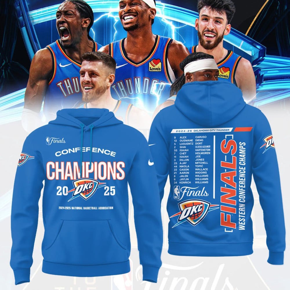 OKC City Thunder 2025 Western Conference Champions Hoodie NBA Finals Merch Basketball Gifts-1