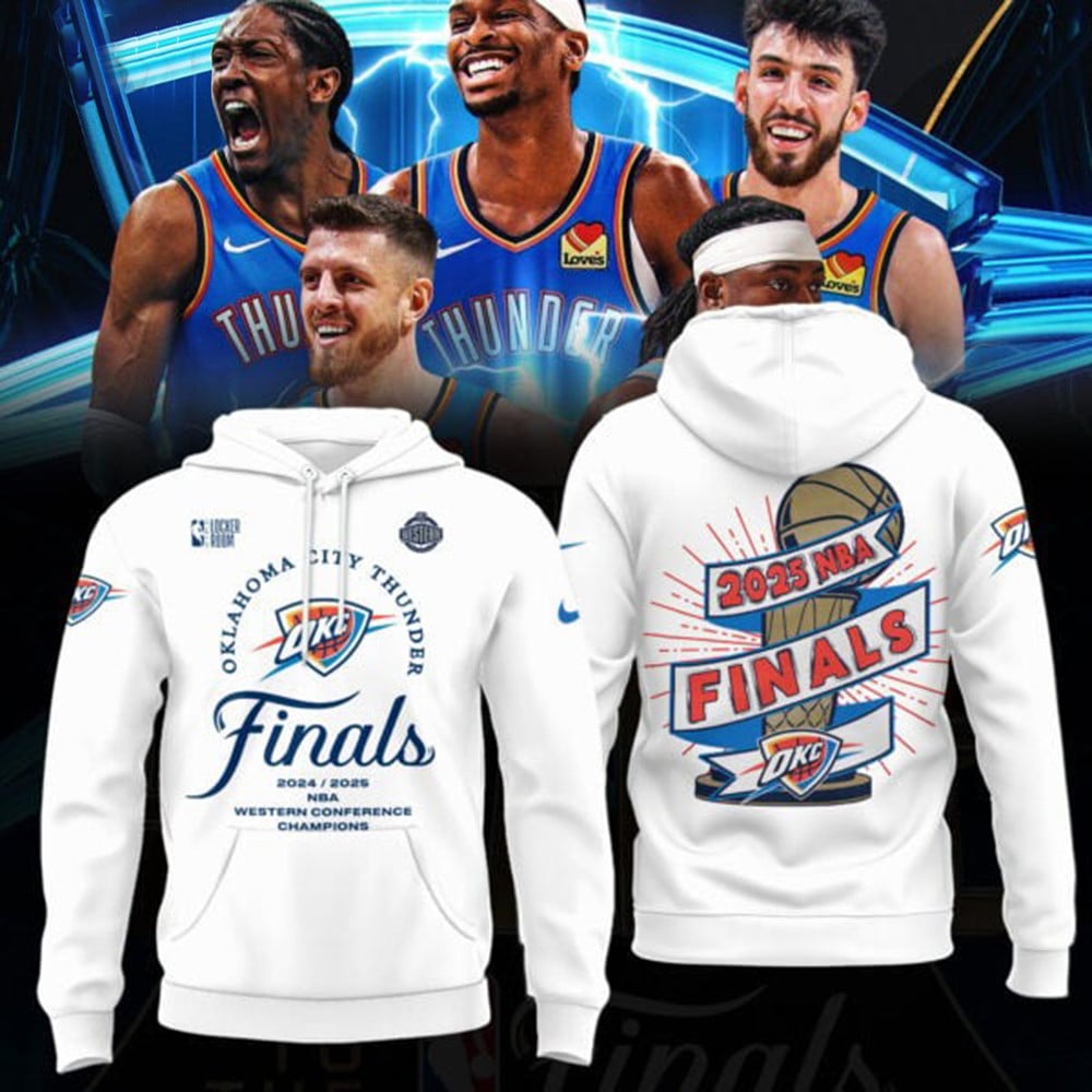 OKC City Thunder 2025 Western Conference Champions Hoodie NBA Finals Merch Clothing For Sale-1
