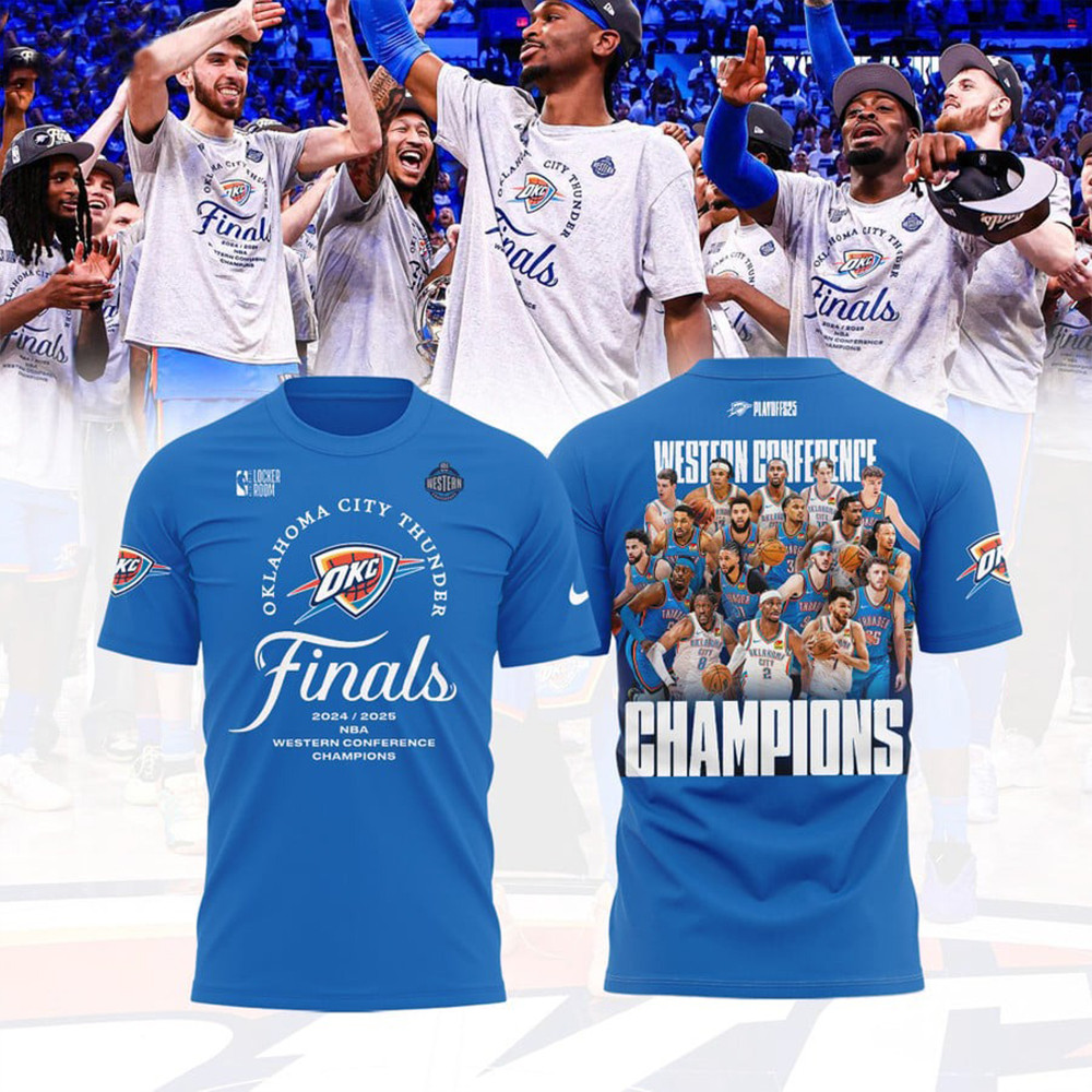 OKC City Thunder 2025 Western Conference Champions T-Shirt Playoff NBA Finals Merch-1 OKC City Thunder 2025 Western Conference Champions T-Shirt Playoff NBA Finals Merch-1