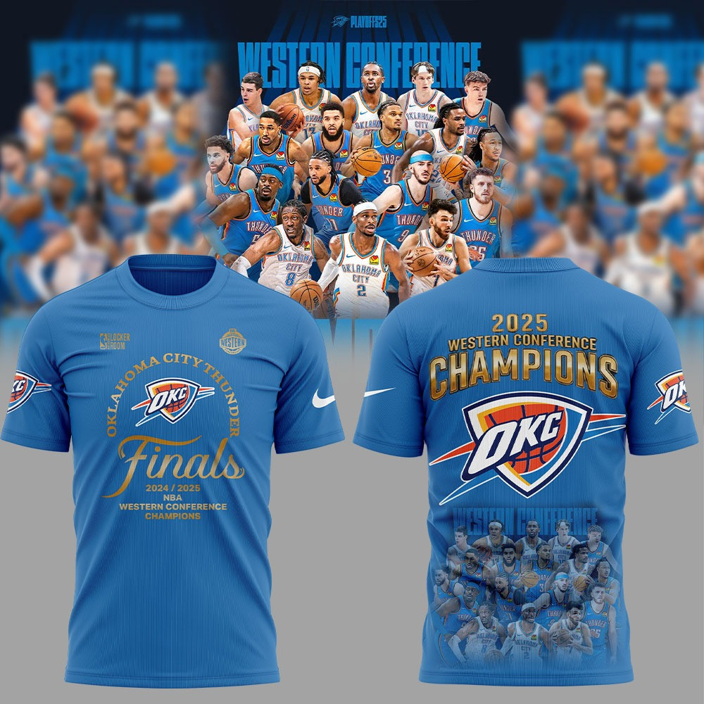 OKC City Thunder Western Conference Champions Shirt 2025 NBA Merch Basketball Fan Gear-1
