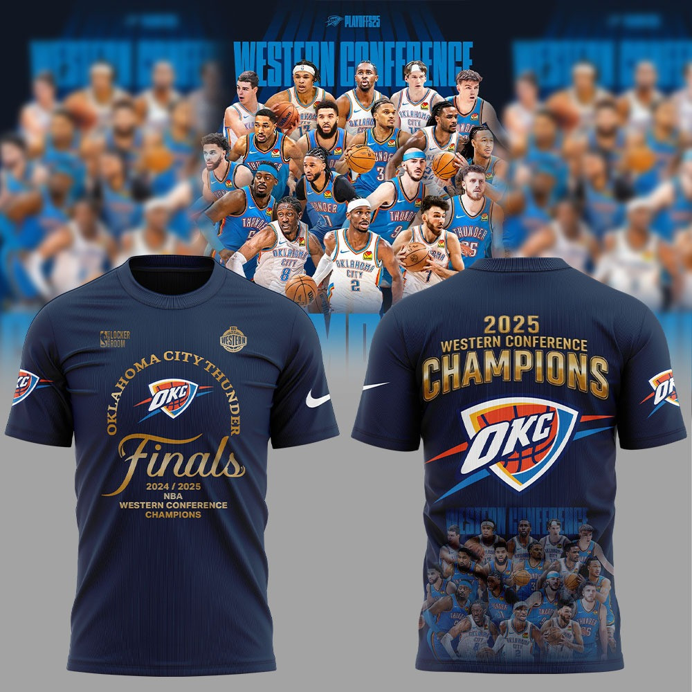 OKC City Thunder Western Conference Champions Shirt 2025 NBA Merch Basketball Lover Gifts-1