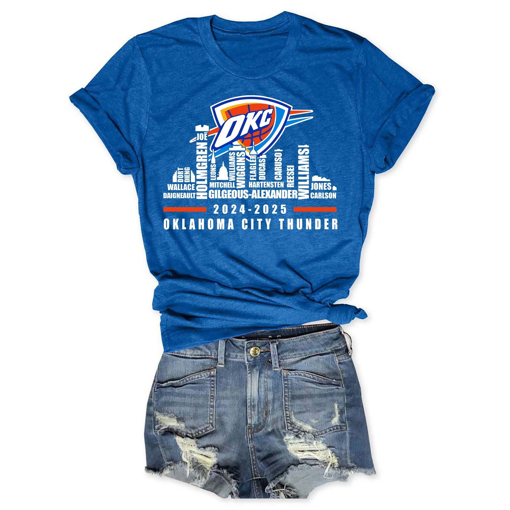 OKC Oklahoma Thunder 2024 2025 Squad Players Names T-Shirt Women's Fan Gifts For Her-1 OKC Oklahoma Thunder 2024 2025 Squad Players Names T-Shirt Women's Fan Gifts For Her-1