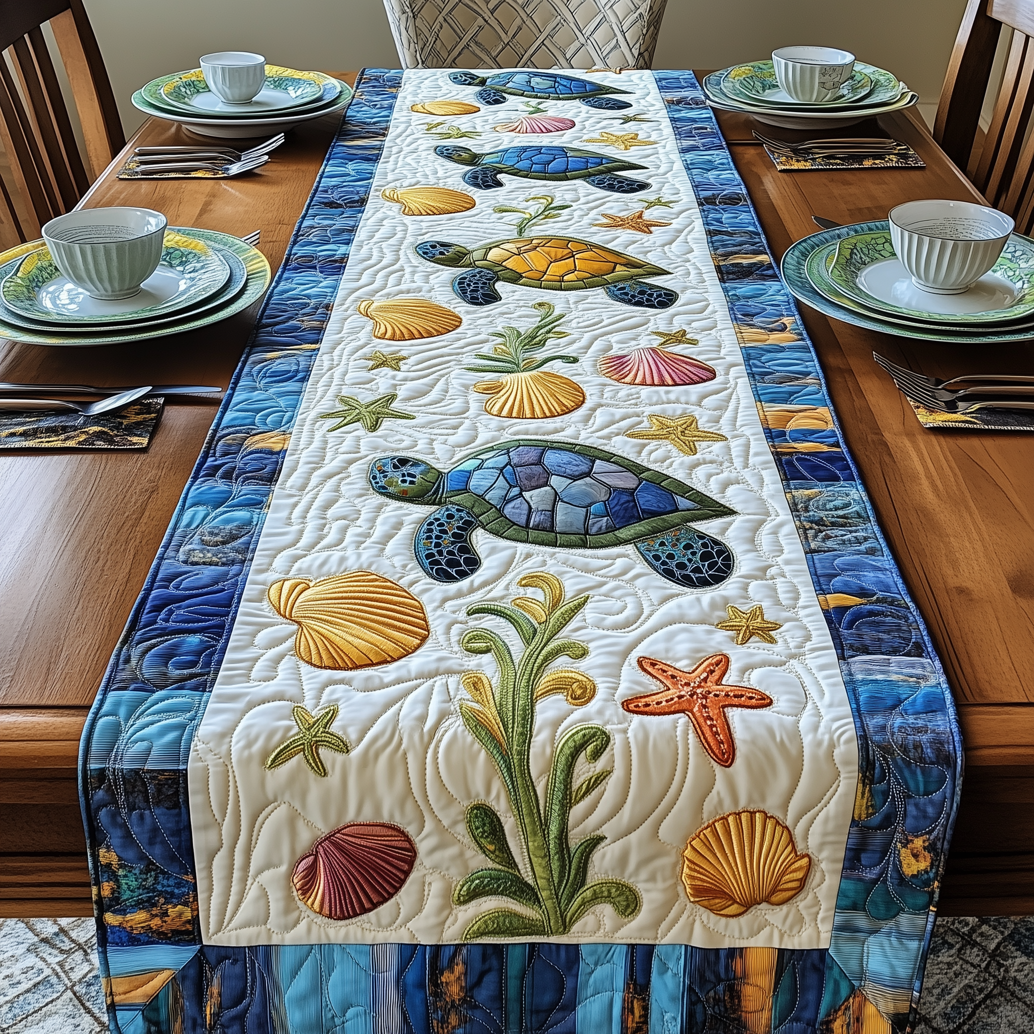 Ocean Treasures Quilted Table Runner Best Valentine Gift For Girlfriend-1