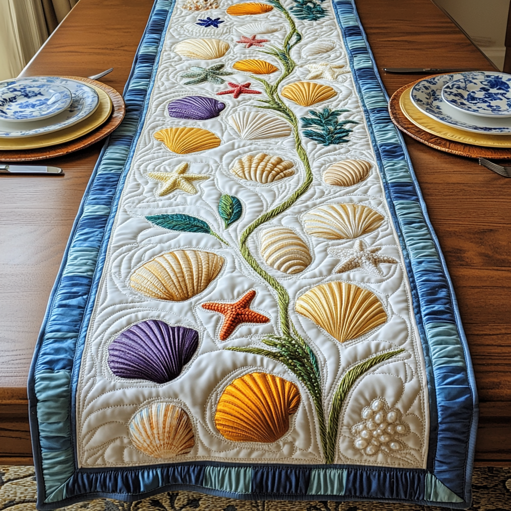Ocean Treasures Quilted Table Runner Hot Valentine's Day Gifts For Her-1