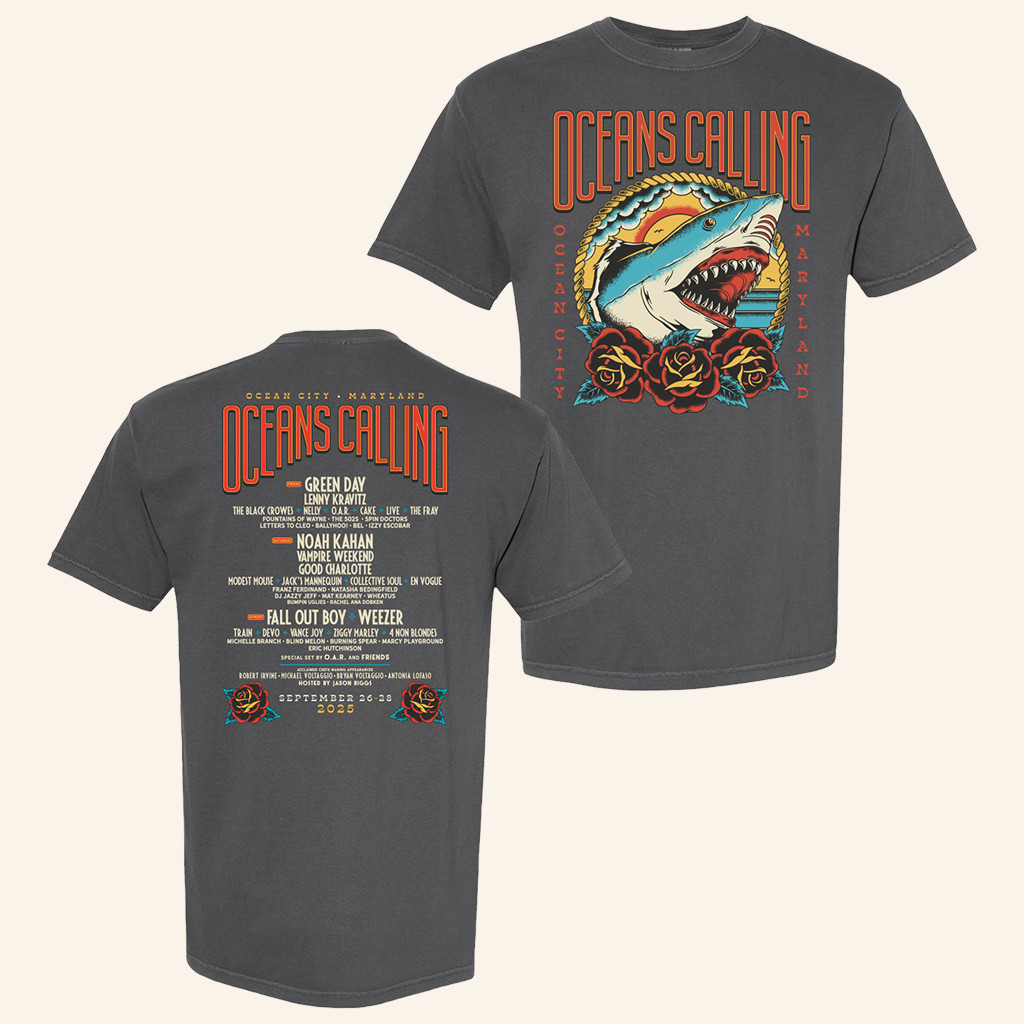 Oceans Calling Merch Shark Lineup T-Shirt Christmas Gifts For Husband-1