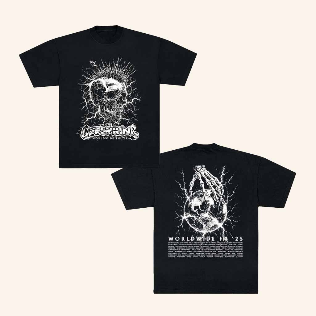Offspring Merch Mohawk Skull 2025 Tour T-Shirt Gifts For Music Lovers-1