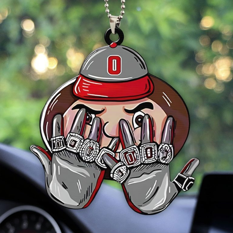 Ohio State Buckeyes Car Ornament Rear View Mirror Hanging Ohio State Buckeyes Merch Gifts-1