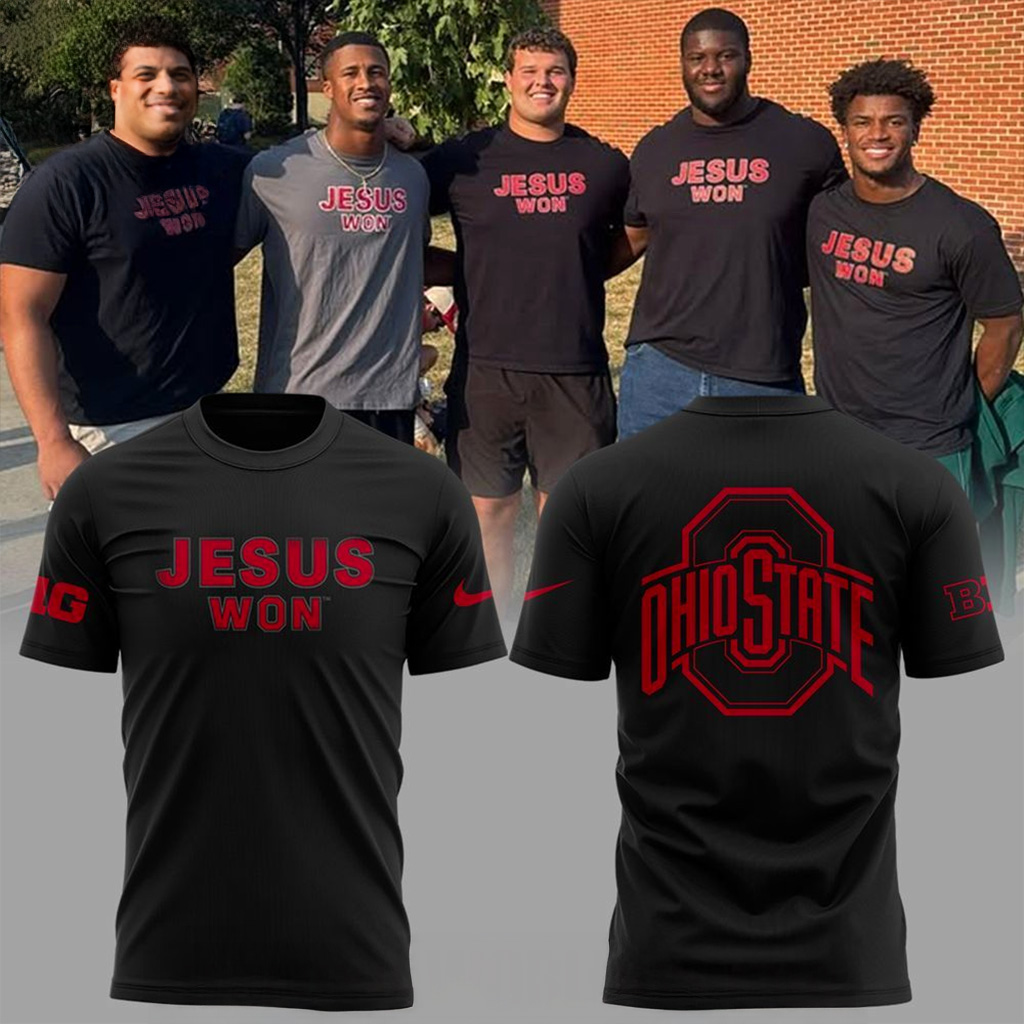 Ohio State Buckeyes Jesus Won Black T-Shirt Buckeyes Merch Faith Gift For Football Fan-1 Ohio State Buckeyes Jesus Won Black T-Shirt Buckeyes Merch Faith Gift For Football Fan-1