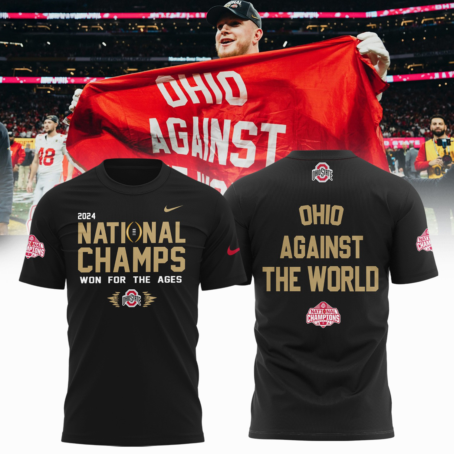 Ohio State National Champions Shirt Ohio Against The World Won For The Ages Buckeyes Merch-1