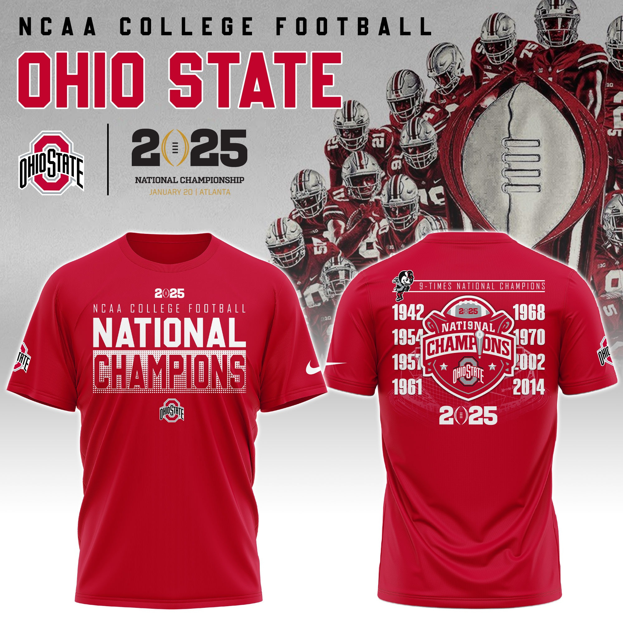 Ohio State National Champions T-Shirt 2025 9 Time NCAA Championship Merch Great Fan Gifts-1 Ohio State National Champions T-Shirt 2025 9 Time NCAA Championship Merch Great Fan Gifts-1