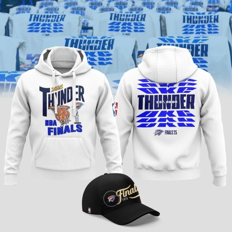 Oklahoma City OKC Thunder EST 2028 NBA Finals 2025 Hoodie And Hat Basketball Fan Gear Merch-1 Oklahoma City OKC Thunder EST 2028 NBA Finals 2025 Hoodie And Hat Basketball Fan Gear Merch-1