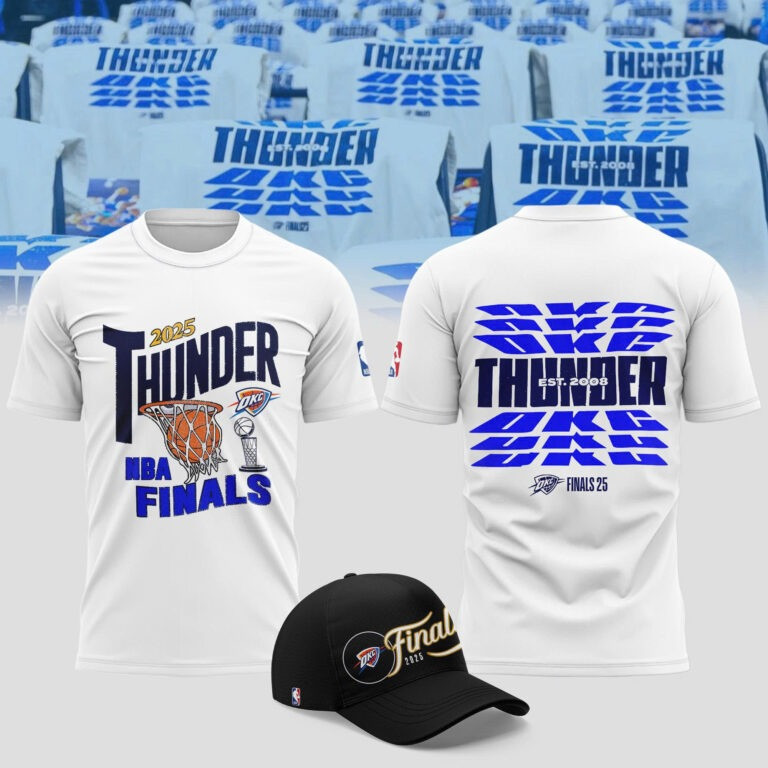 Oklahoma City OKC Thunder EST 2028 NBA Finals 2025 Shirt And Hat Basketball Fan Gear Merch-1