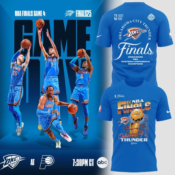 Oklahoma City OKC Thunder Western Conference Champions 2025 Shirt Blue NBA Final Clothing-1