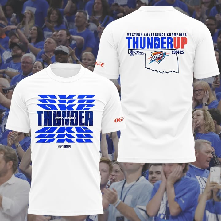 Oklahoma City OKC Thunder Western Conference Champions 2025 Shirt Thunder Up NBA Apparel-1 Oklahoma City OKC Thunder Western Conference Champions 2025 Shirt Thunder Up NBA Apparel-1
