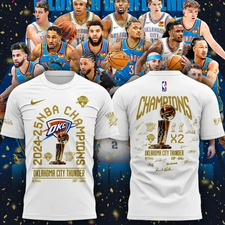 Oklahoma OKC City Thunder Champions T-Shirt NBA Finals 2025 Merch Fan Clothing Tee Gifts-1 Oklahoma OKC City Thunder Champions T-Shirt NBA Finals 2025 Merch Fan Clothing Tee Gifts-1