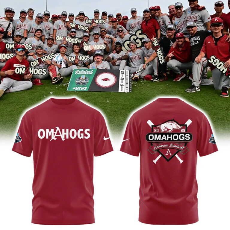 Omahogs 2025 Merch Arkansas Razorback Baseball Champions T-Shirt Fan Gifts For Him-1