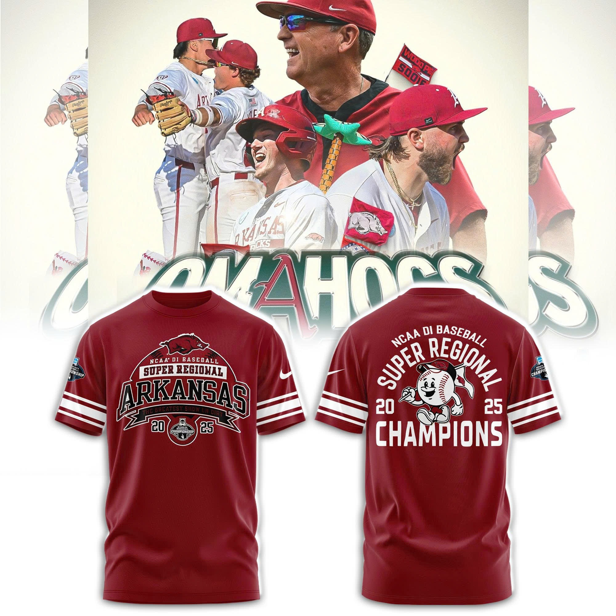 Omahogs 2025 Merch Arkansas Razorback Super Regional Champions Shirt Fan Great Gifts-1