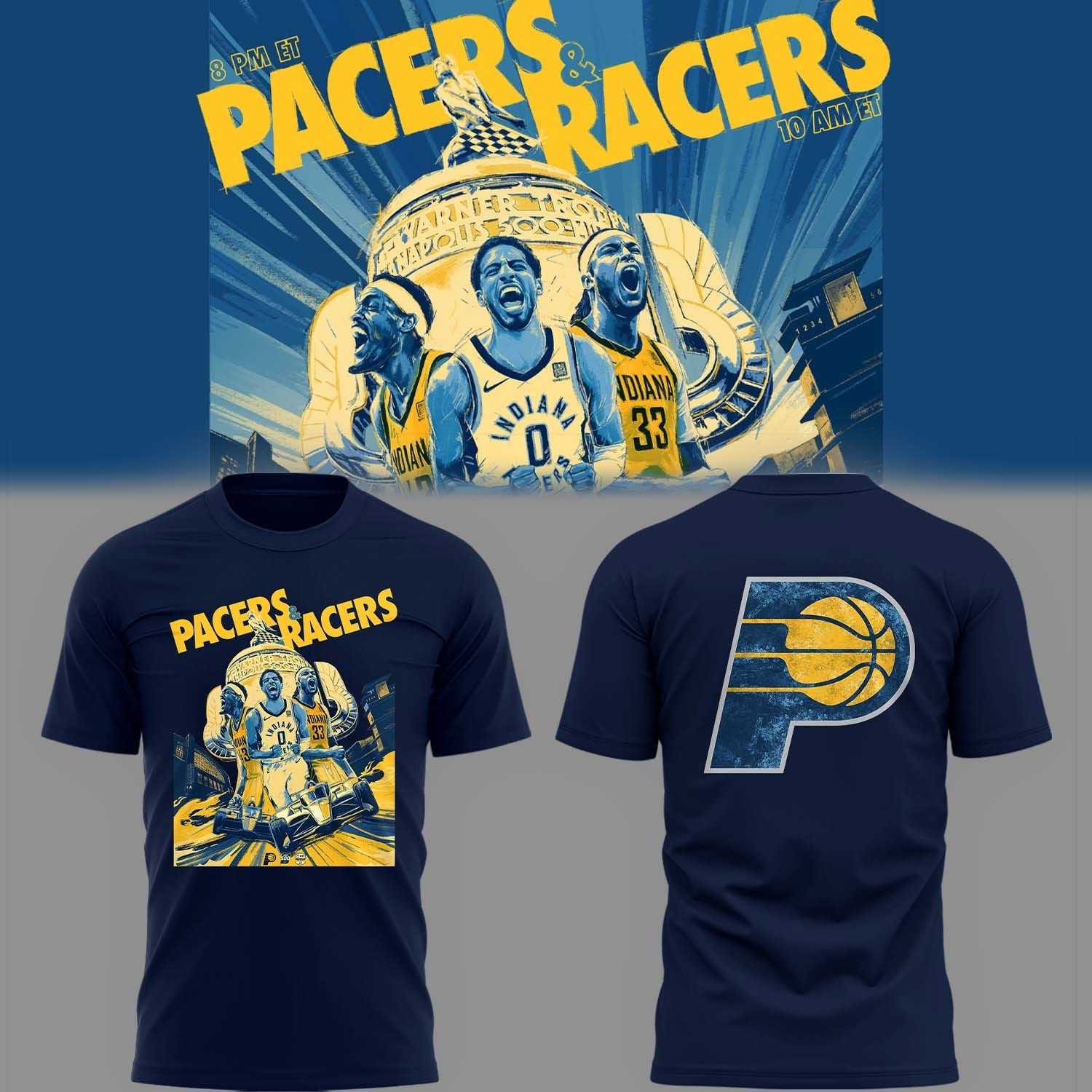 Pacers And Racers T-Shirt Indiana Pacers Fan Merch Gifts For Basketball Lovers For Him-1